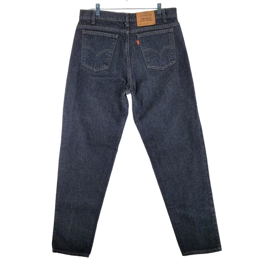 Vtg Levis 550 Blk Jeans Men 36x32 Orange Tab Relaxed Tapered USA 06/95 (35x32.5)